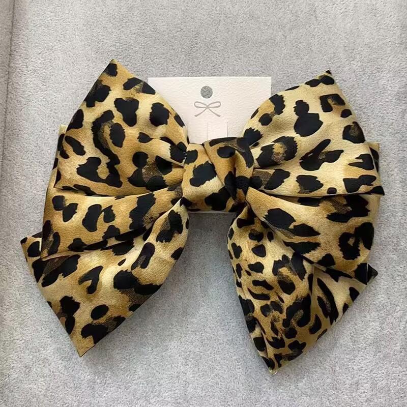 

Модные женские леопардовые банты для волос, большие заколки для волос для девочек, винтажные аксессуары для волос, заколки-крабы, резинки для волос, шпильки для волос Size fits all