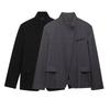 Blazer Abrigo de Mujer 2026 Elegante de Cuello Alto y Manga Larga Corte Holgado Streetwear Negro Gris