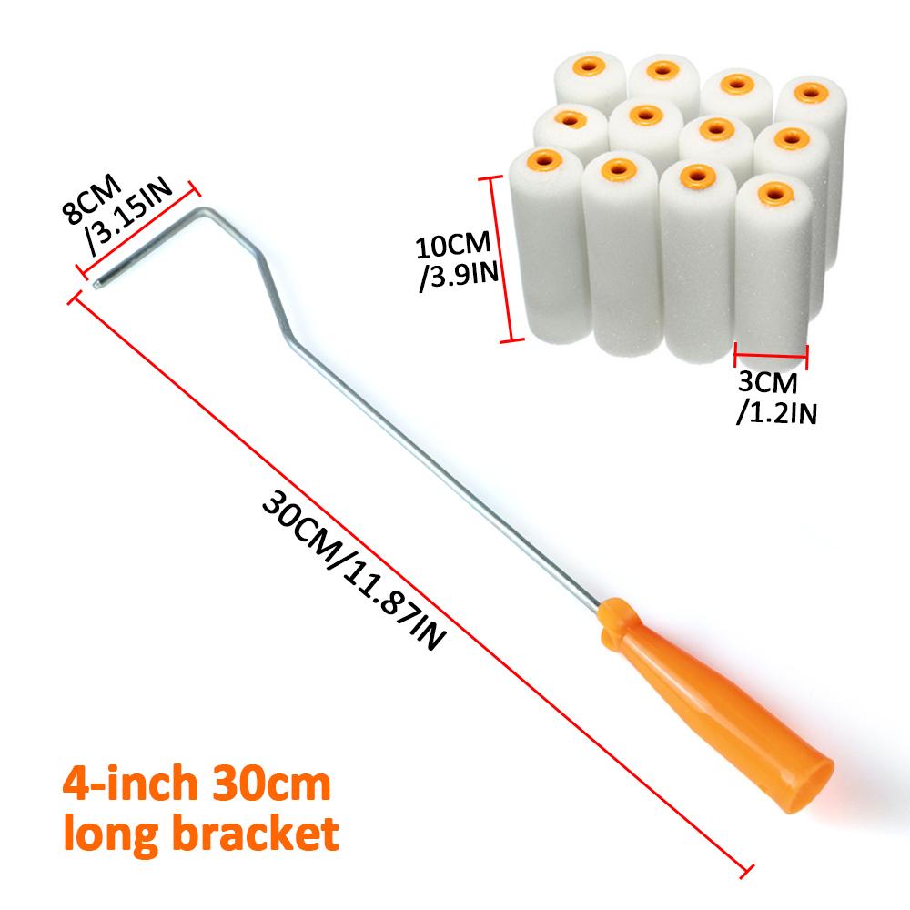 13Pcs/Set 100mm Sponge Paint Roller Mini Paint Roller Cover Replacement Paint Roller Nap Reusable with Handles Painting Tool Set