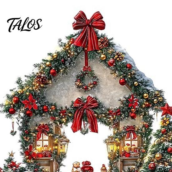 Decorative Garden Stakes for Christmas Cottage Stake, Acrylic Snowy House Yard 2D European Style Inserts Flat Winter Holiday Ornament Lawn Pathway