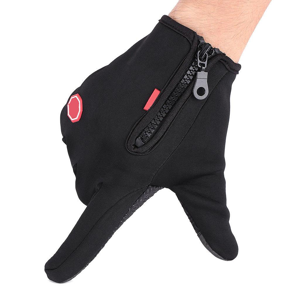 1 Pair Full Finger Touch Screen Motorcycle Winter Warm Ski Gloves Waterproof Windproof Black XL