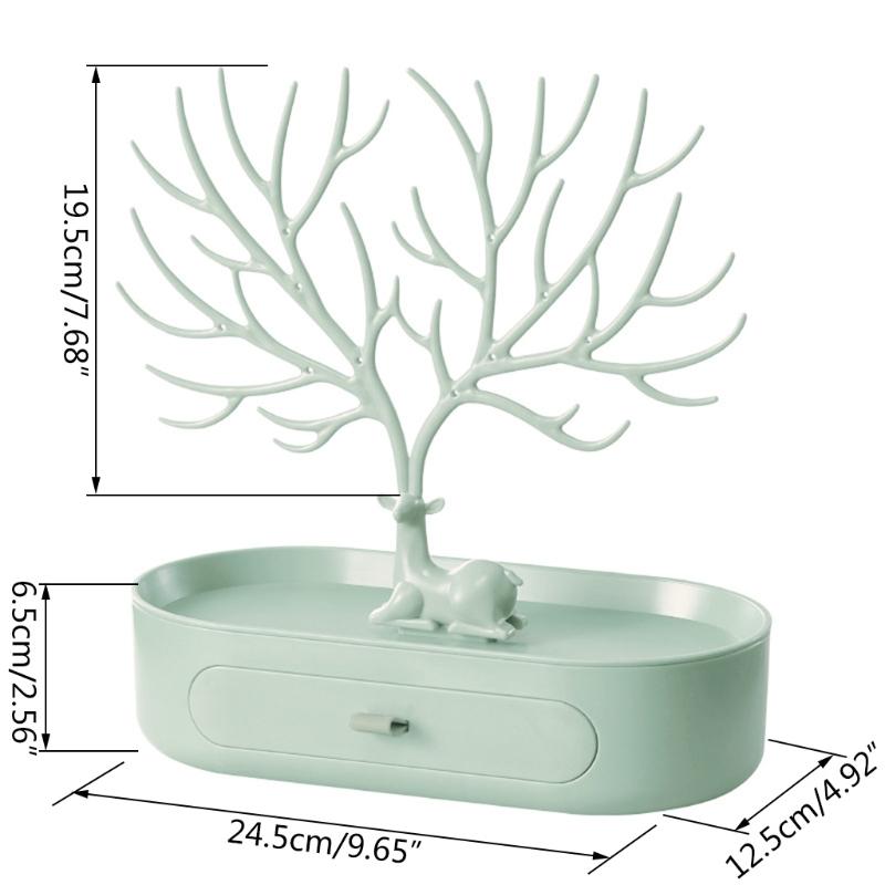 Jewelry Storage Box with Mini Deer for Creative Holder for Earrings Necklace Ring Pendant Bracelet Storage and Display X3UC