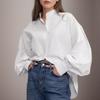 Spring European and American neutral minimalist style wildberries sexy lapel lantern sleeve cardigan shirt women's clothing