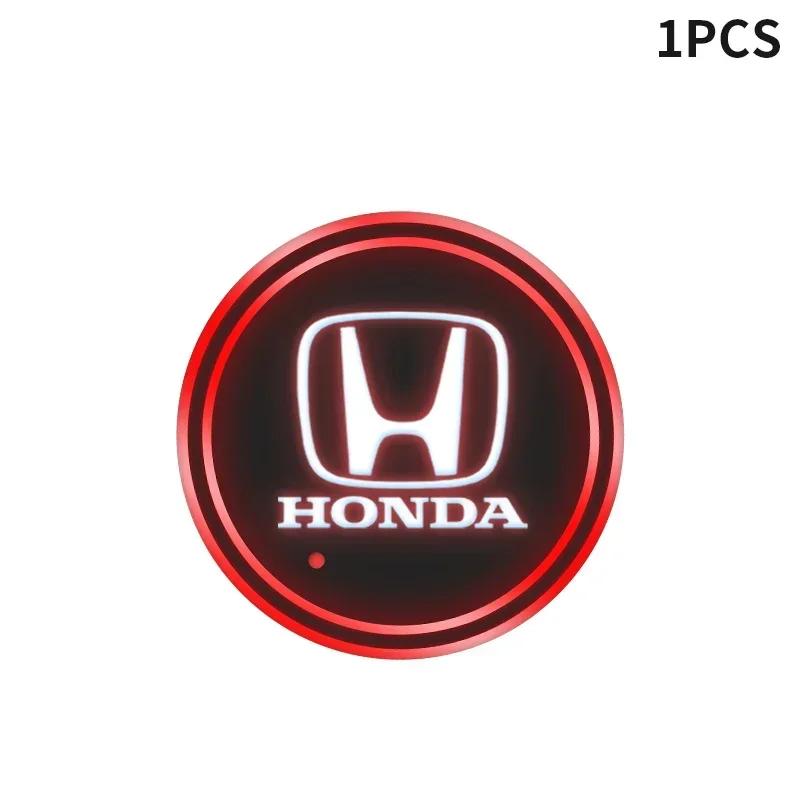 

1/2pcs Car Luminous Water Cup Pad LED Atmosphere Light For Honda Civic Fit Accord City Vezel CR-V S660 Odyssey HR-V Insight