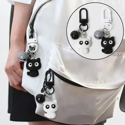 1 par Creativo Gato Blanco y Negro Lindo Colgante Llavero Coche Mochila Colgante Llaveros Divertido Lindo Llavero Regalos