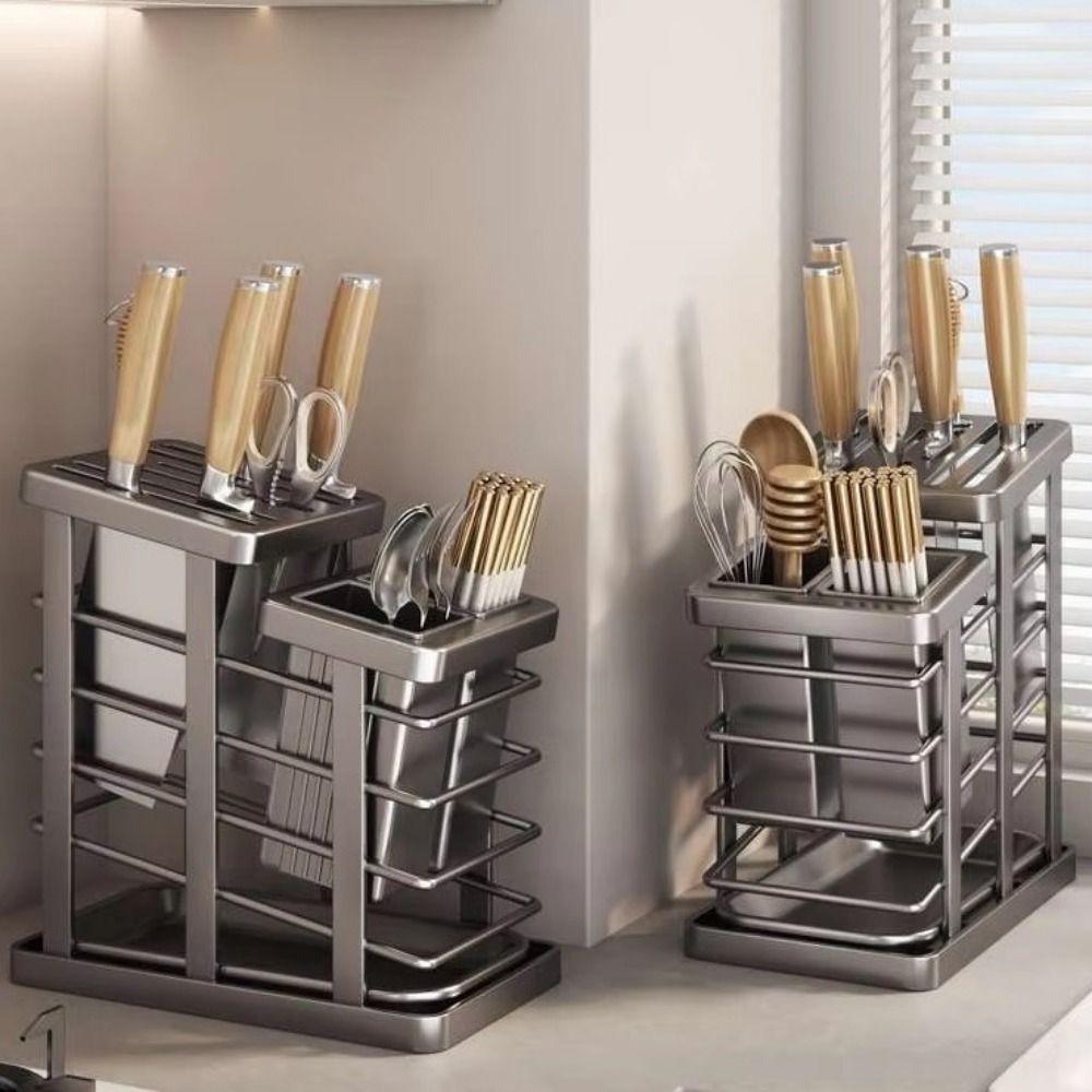 Support de découpe de comptoir peu encombrant Tube à baguettes en acier au carbone Support de couverts moderne Restaurant