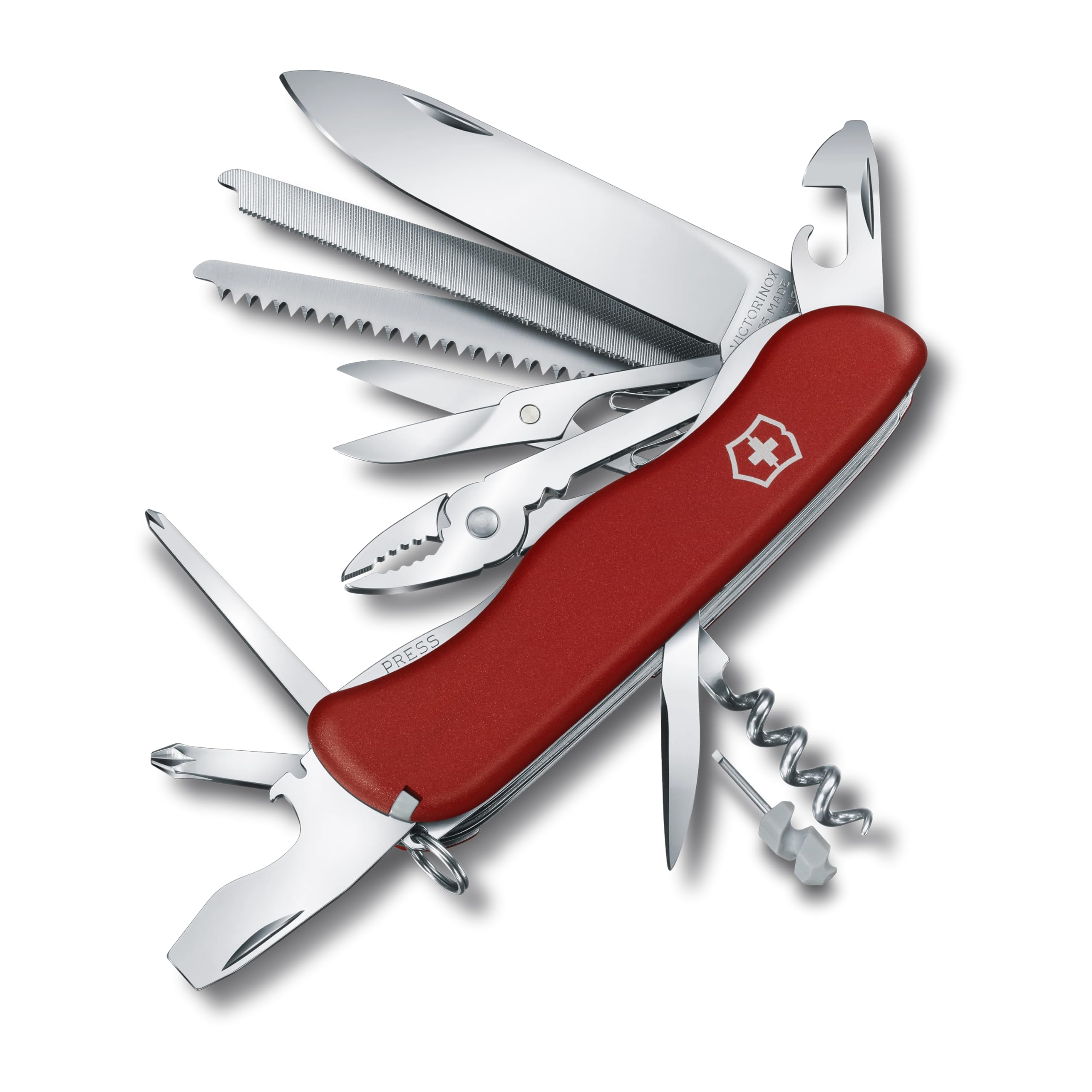 VICTORINOX Work Champ Red Swiss Army Knife, a Swiss-made multi-tool with 21 functions, including pliers, a metal file, and a metal saw. [Official Japa