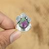 Sterling Silver Ruby Zoisite Stone Wedding Stackable Art Deco Anniversary Ring