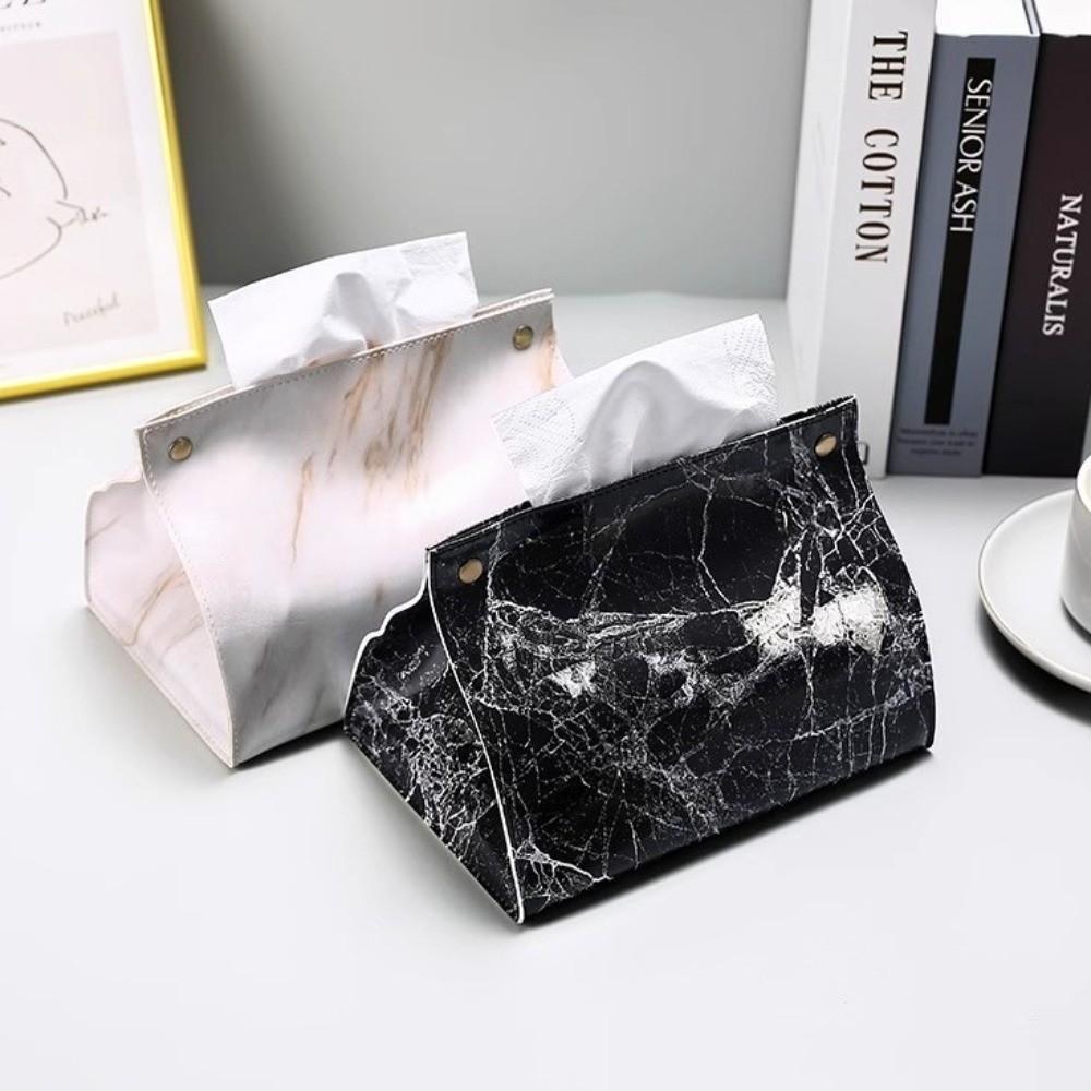 Nordischer PU-Leder Taschentuchbox Halter Marmormuster Langlebige Papiertaschentuch Hülle Dekorative Serviette Behälter Schlafzimmer