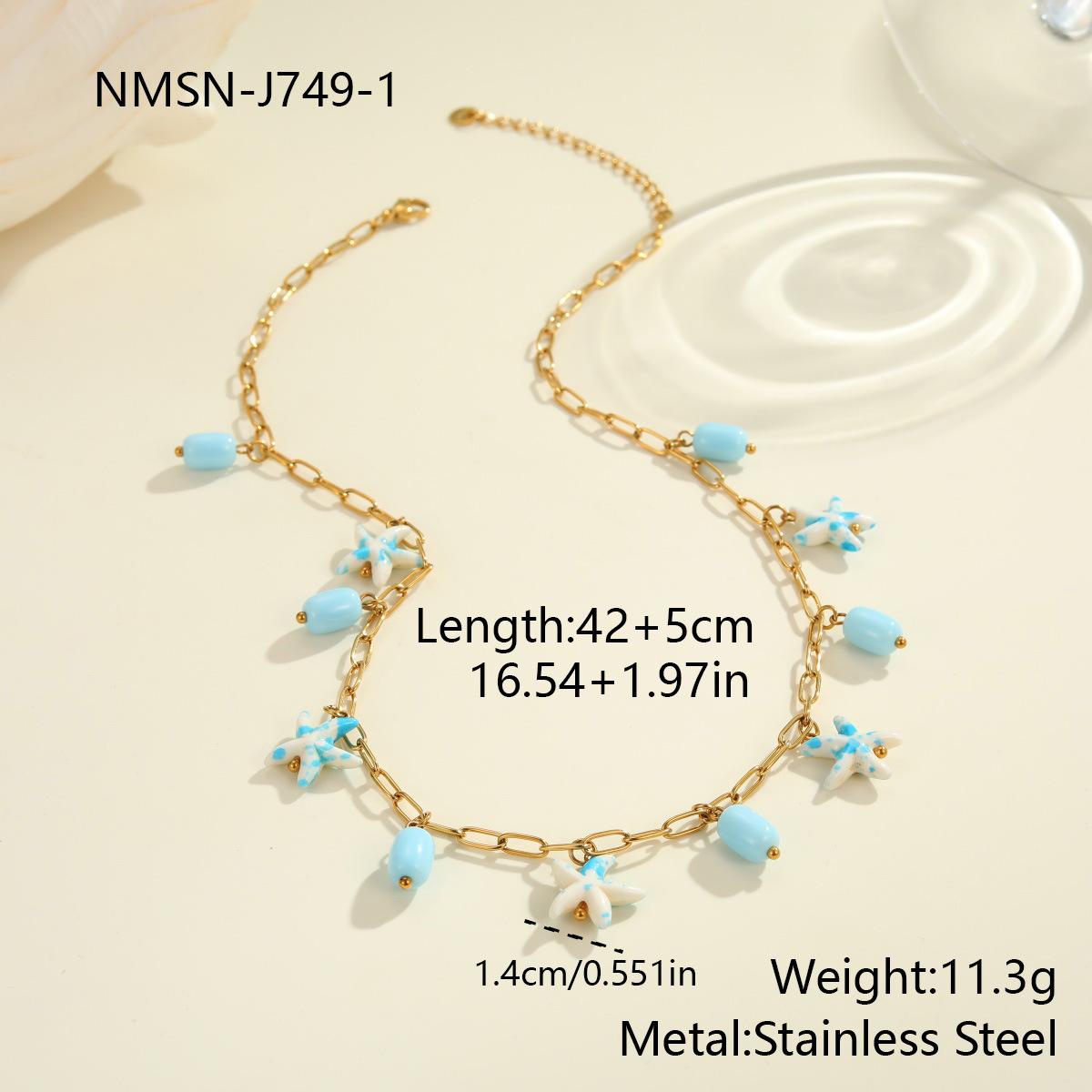 GEMCHIC Women s Colorful Starfish Stainless Steel Necklace and Bracelet Set