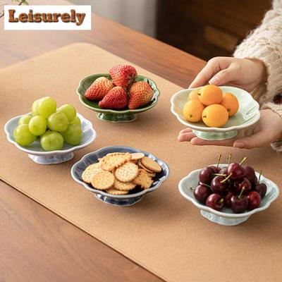 Ibisco Cinese Piede Alto Piatti da Frutta Estetico Supporto per Torta Piatti per Cibo Casa Ospitalità Piatti Decorazione