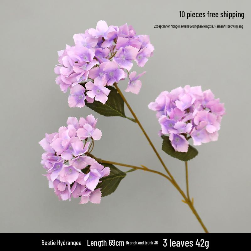 Purple Floral Wedding Arrangement - Silk Hydrangea, Rose, Bamboo Leaves & Grass for Flower Arches