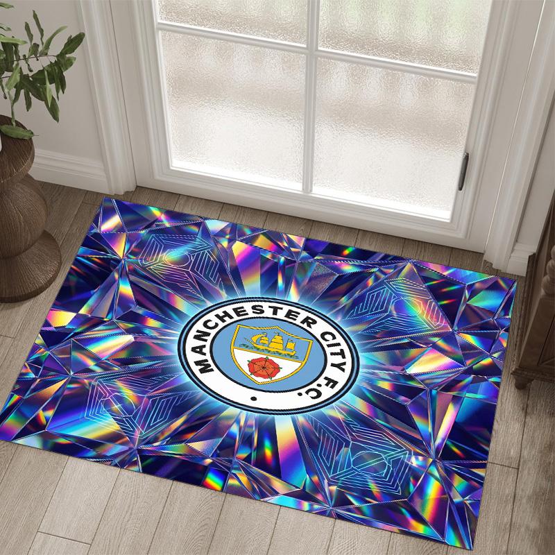 Manchester City Design Crystal Velvet Carpet Cozy Non?Slip Printed Rug For Bedroom Living Room Entrance