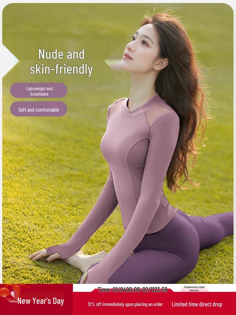 Women's 2025 Stylish Yoga Set: Long Sleeve Top with Chest Pads - Perfect for Autumn/Winter Pilates