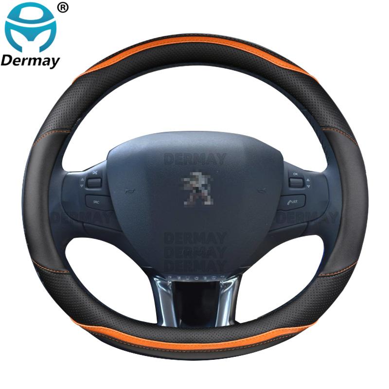 Für Peugeot 208 2012~2018 Auto Lenkradabdeckung Kohlefaser + PU-Leder Hohe Qualität Dermay Marke Auto Zubehör Innenraum