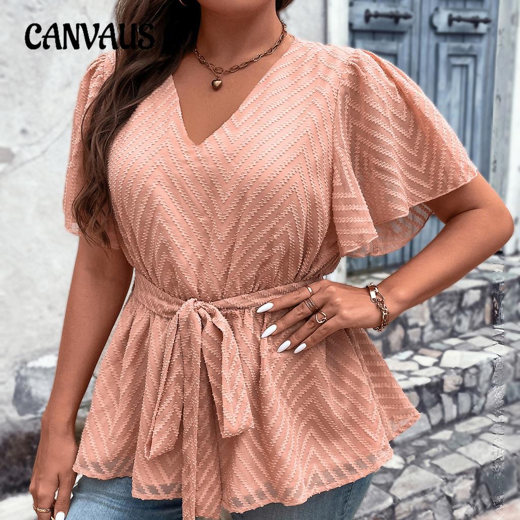 Letné dámske tričko Loose Plus Size Temperamentné Topy s výstrihom do V a krátkym rukávom