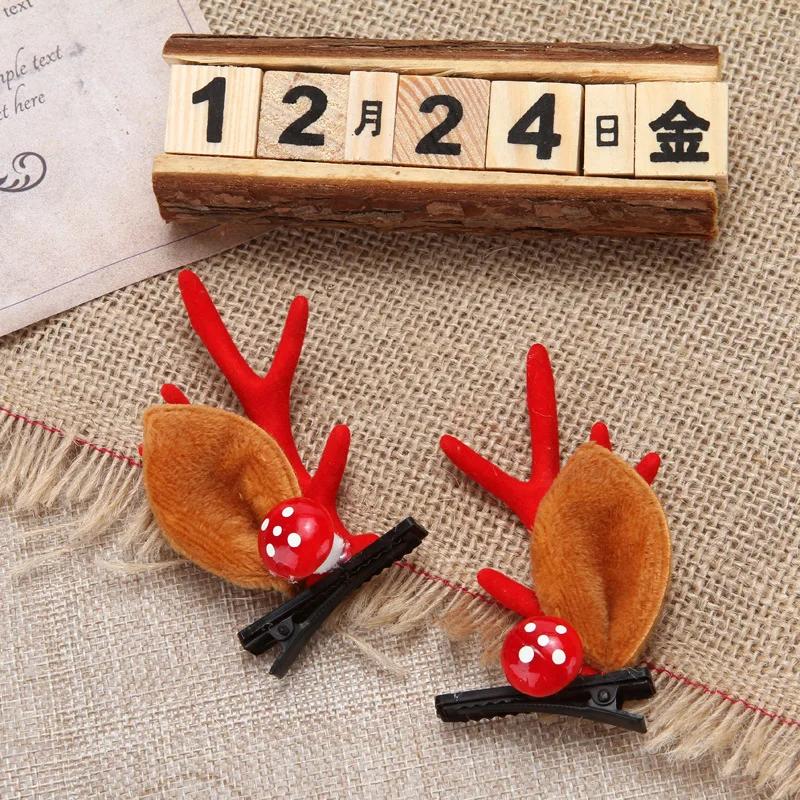 Christmas Antler Hair Clips Pendants Xmas Ornaments Merry Christmas Decor Gift for Girl Elk Hair AccessoriesHappy New Year