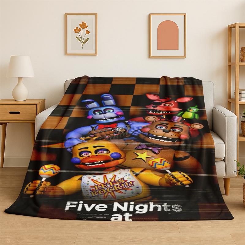 

Classic F-FNAF Horror Game Freddy Flannel Blanket Soft Warm Throw Blanket for Bedroom Living Room Bed Travel Camping Picnic 75x90cm