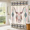 Western Boho Shower Curtain Bull Skull Aztec Native American Tribal Southwestern Shower Curtains Set Cattle Feathers Geometry