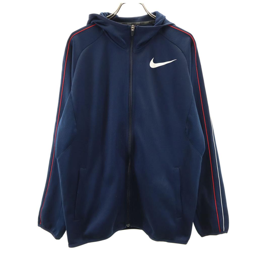 NIKE training Long sleeve Zip hoodie M Navy DRI-FIT jersey Men's Used