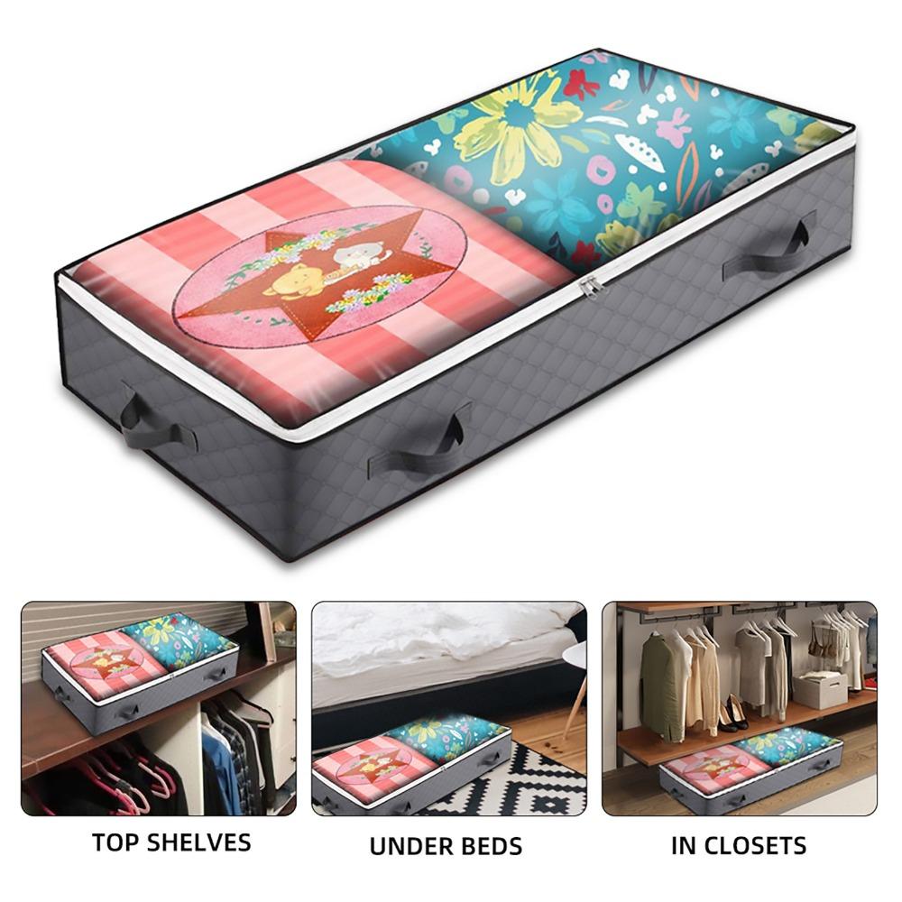 3 Layers Underbed Storage Bag Foldable Storage Bins Storage Containers  For Comforter