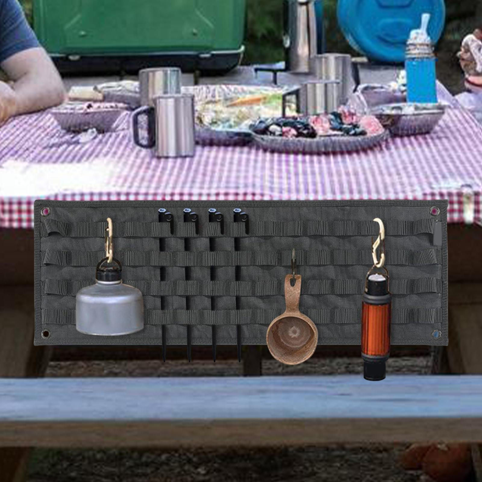 

Сумка-органайзер для столовых приборов для кемпинга с боковым карманом, подвесными отделениями, портативные аксессуары чёрный