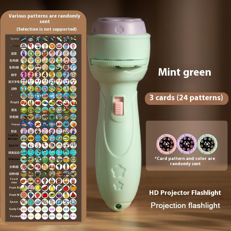 Projection Flashlight Early Education Puzzle Development Toy 24/48 Patterns Cartoon Projector Torch Baby Toy Children