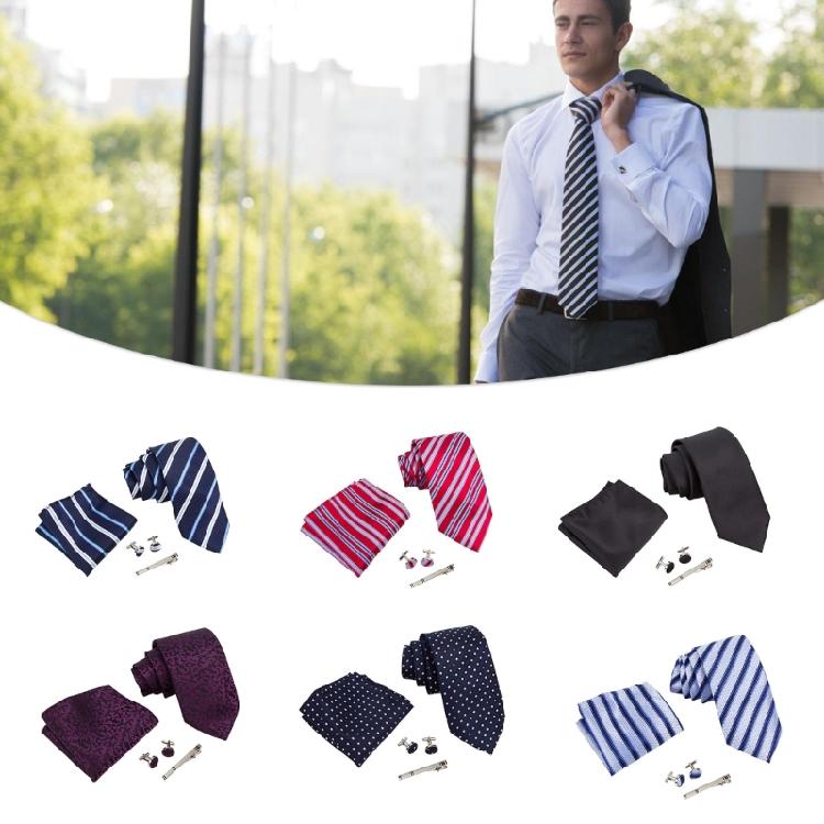 5IN1 Tie Set Formal Office Meeting Attire Neckwear Cufflinks Wedding Accessories