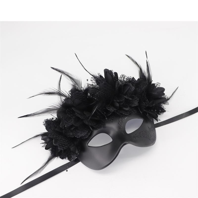 Feathered Masquerade Mask Halloween Party Eye Mask Half Face Mask for Women Cosplay Masquerade Decoration Eyewears