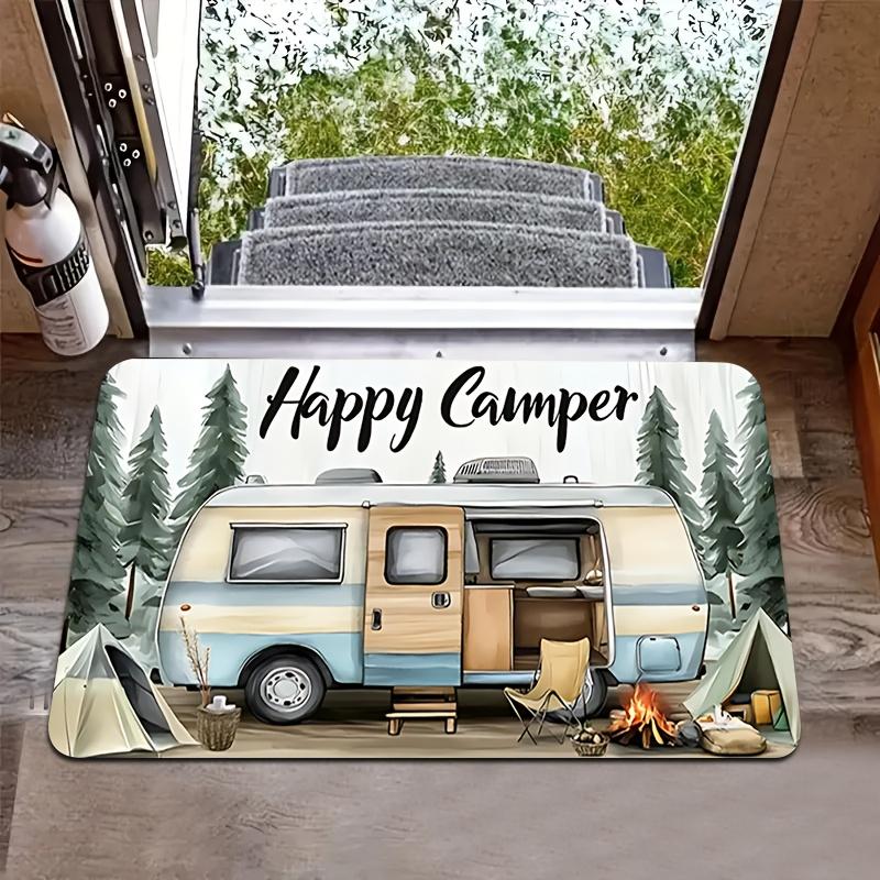 

1pc Happy Camper RV Mat – Vintage Van Design, Durable Indoor/Outdoor Mat for Entryway, Camping Decor 40x60cm16x24in