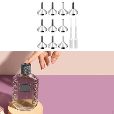 10Pcs Mini Funnel with Droppers Lightweight Aluminum Alloy Funnesl Multipurpose for Filling Spice