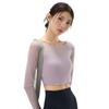 Women's Mesh Yoga Top with Built-In Bra, Two-Piece Look, Beautiful Back Design, Perfect for Pilates, Yoga, and Fitness