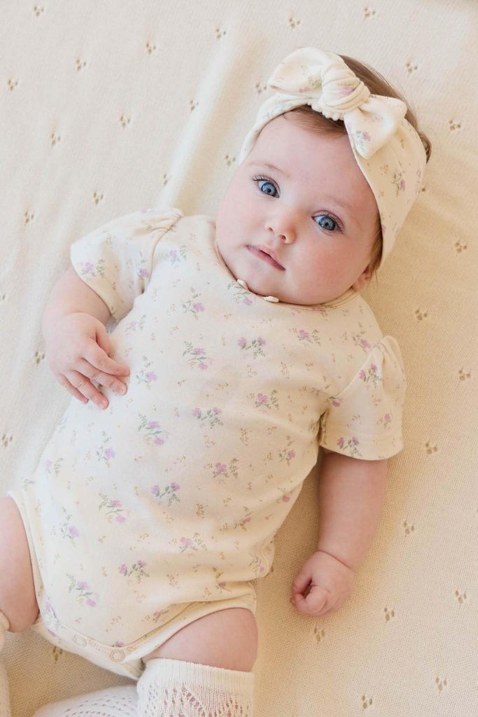 Organic Cotton Short Sleeve Bodysuit Thelma Orchid JBCO251210 Baby CRM 60 [Jamie Kay]