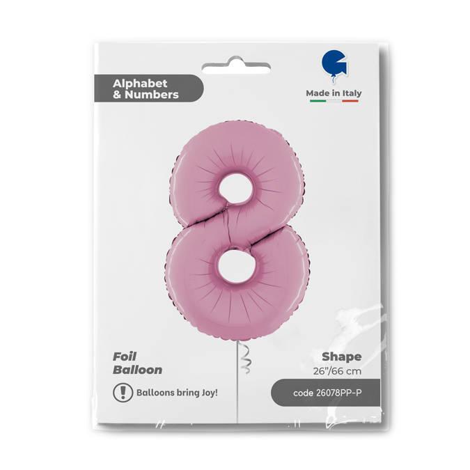 Foil Balloon Number 8 Pastel Pink, 66 Cm Grabo