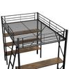 Metal Bed Strong Carrying Capacity with Computer Desk Storage Shelves Ladder Iron Frame Children Bunk Fall Protection Grilles Home Furniture Loft