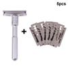 Men Shaver Barber Tools Hair Razor Adjustable Double Edge Classic Safety Razor With 5 Pcs Stainless Steel Blades Shaver