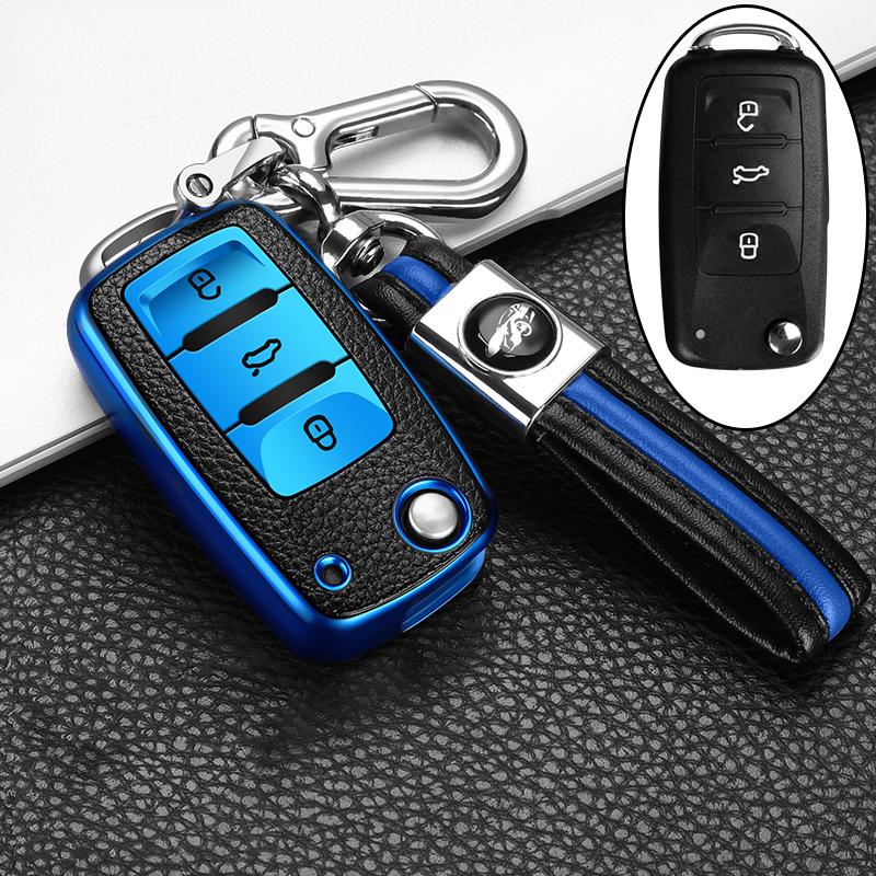 Qsvbk7 TPU Car Key Case Cover for Volkswagen VW Golf Bora Jetta Polo Golf Passat B8 for Skoda Octavia A5 A7 Fabia Seat Ibiza Leon