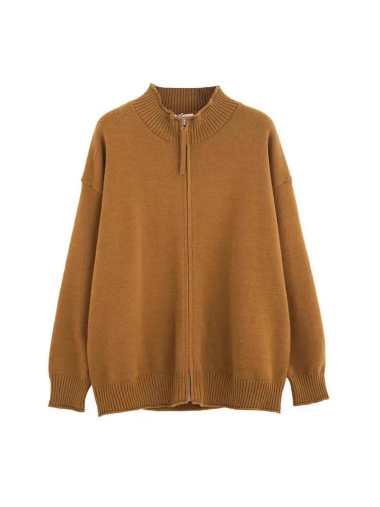 Men's 2025 Stand Collar Knit Cardigan Sweater - Casual, Loose Fit, Trendy Outerwear for Spring, Autumn, and Winter.