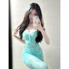 Seaside vacation wind green smudge floral suspender dress summer beautiful unique temperament waist slim hip skirt