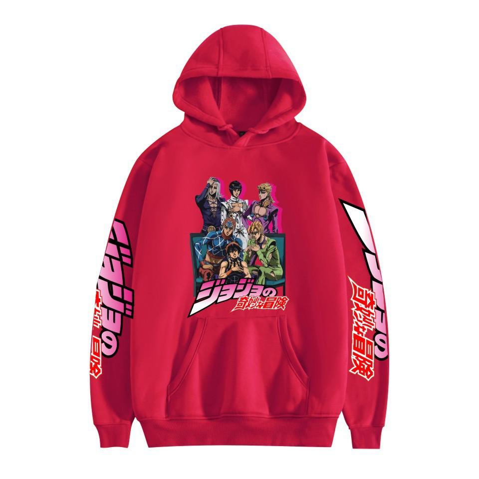Japanese Anime JOJO Bizarre Adventure Printed Hoodie with A Fluffy Lining Man Sweatshirts Long Sleeve Fashion Female Streetwear