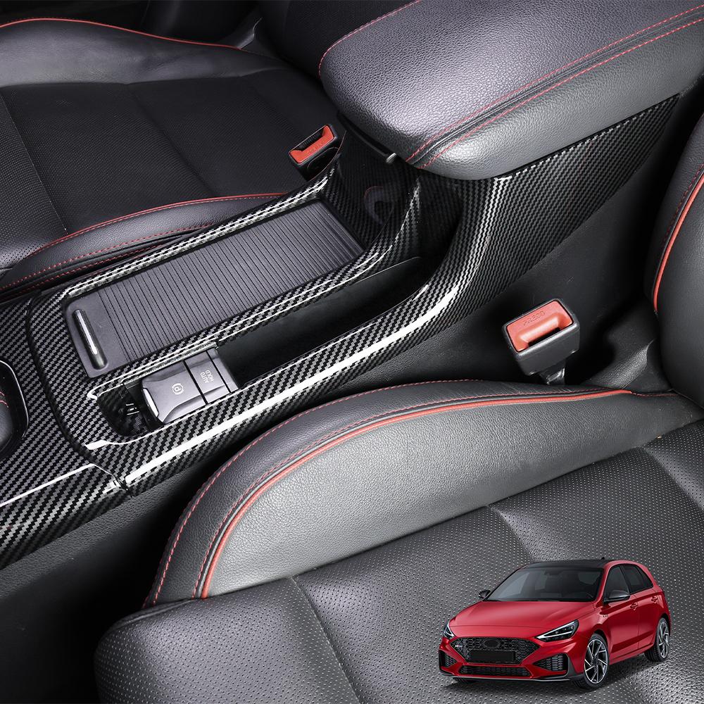 EEJQ9 LHD/RHD For Hyundai I30 2024 2025 Car Tuning Carbon Fiber Red Front Row Water Cup Frame Trim Interior Replacement Parts