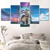 5 Piece Canvas Painting Family Animation Suzume No Tojimari Time Wall Art Modern Pictures  Decorative Framework Child Room Decor