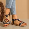 Women’s Bohemian Metal Strap Open-Toe Beach Slide Sandals