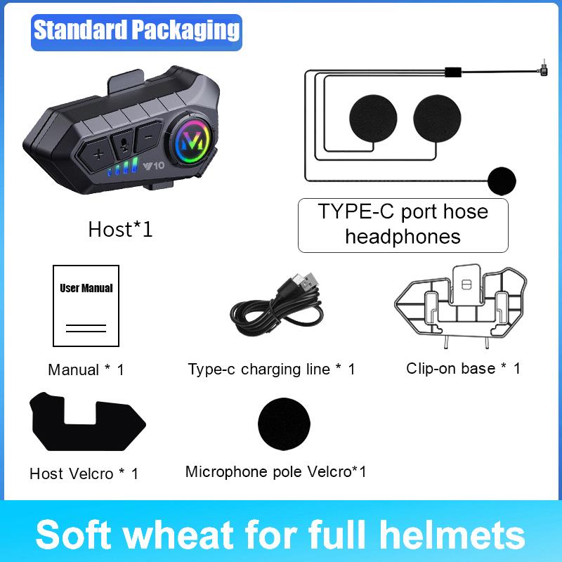 

Y10 Motorcycle Helmet Bluetooth Headset IPX6 Waterproof The Large Batterylasts 48 Hours lntelligent Noise Reduction