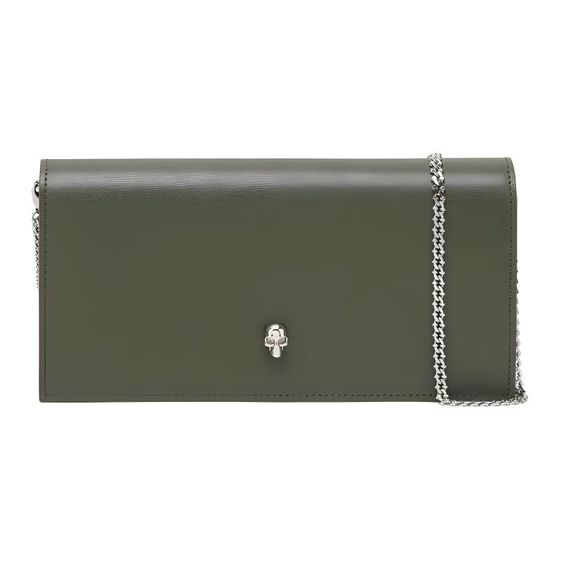 

Alexander McQueen Skull Button Detachable Silver Metal Chain Shoulder Strap Leather Crossbody Bag Women crossbody bag Green 632031-1AAPE-2527 Basic Set (Bag+Dust Bag)