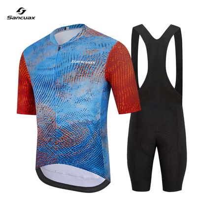 2026 Summer Breathable Cycling Suit Set Sancuax Men Short Sleeves  Ropa Ciclismo Hombre Summer Cycling Clothing Triathlon Bib Shorts Suit Bike Uniform