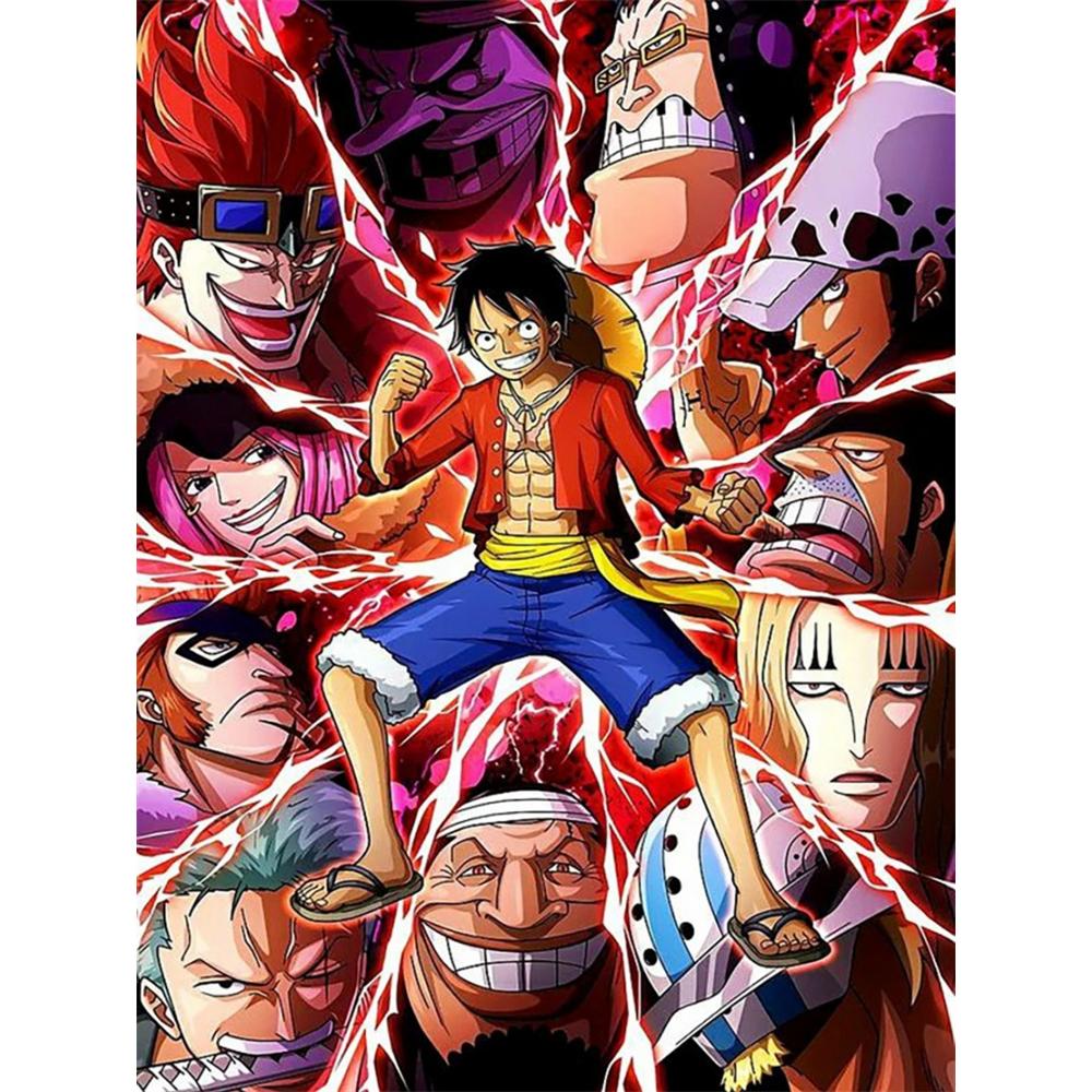 Pintura Diamante 5D DIY Anime One Piece Luffy Padrão de Arte Kit Impresso Quebra-cabeça Mosaico em Tela Ponto Cruz Bordado Decoração de Casa Presente para Criança