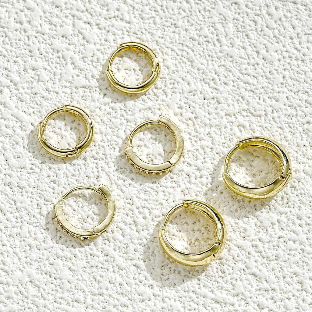 6 stk enkle gullringe øredobber sett krystall runde sirkel øredobber for kvinner smykker tilbehør