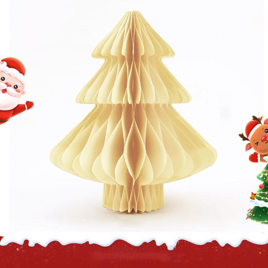 Honeycomb Christmas Tree 3D Honeycomb Table Centerpiece Folding Paper Christmas Tree Ornament for Winter Home Xmas Party Decoration