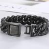 Vintage Schwarzes Cuban Link Kettenarmband für Herren 19 mm Breite Edelstahl Herrenarmband Modeschmuck-Accessoire für Männer